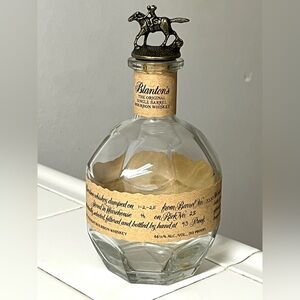 Blanton's Single Barrel Bourbon Whiskey EMPTY Bottle Horse & Jockey Stopper 8.5"